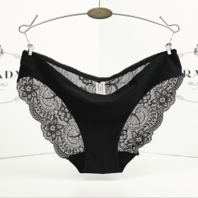 Lace ladies low waist briefs (Option: Black-M)