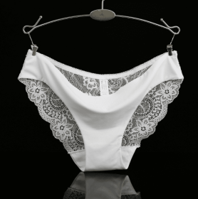 Lace ladies low waist briefs (Option: white-XXL)