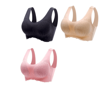 Natural Thai Latex Underwear 4.0 Angel Wings Seamless One Piece Women'S Lace Sports Bra Without Steel Ring (Option: SuitB-L)