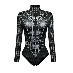 New Superhero Cosplay Sexy Spiderman Costume Bodysuit Halloween Carnival Party Disguise For Women (Color: D, size: L)