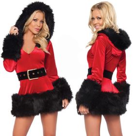 Christmas uniform sexy black and white uniform set Christmas Play Costume (Color: Black, size: One Size)