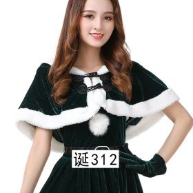 Christmas Party Costume Shawl Sexy Christmas Short Dress Anchor Costume Cute Plus Shawl (Color: Green, size: One Size)