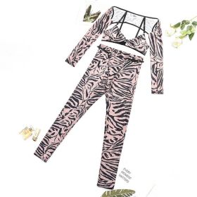 Summer Women Leopard Print Mesh Sexy See Through Shapewear Four Piece Set (Color: Multi, size: L)