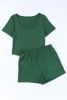 Green Ribbed Knit Shorts Lounge Set