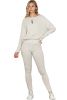 Apricot Ribbed Knit Loose Long Sleeve Top Skinny Pants Set