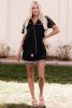 Black Leopard Long Sleeve Shirt and Shorts Lounge Set