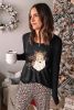 Long Sleeve Top and Leopard Print Pants Lounge Set