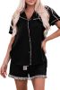 Black Leopard Long Sleeve Shirt and Shorts Lounge Set