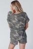Green Classic Camo Print Slouchy Loungewear Shorts Set