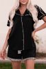 Black Leopard Long Sleeve Shirt and Shorts Lounge Set