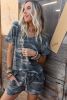 Green Classic Camo Print Slouchy Loungewear Shorts Set