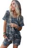Green Classic Camo Print Slouchy Loungewear Shorts Set