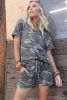 Green Classic Camo Print Slouchy Loungewear Shorts Set